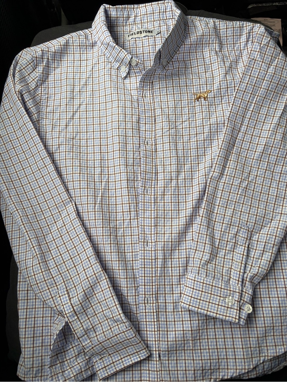 Fieldstone Boys' Button-Down Plaid Shirt - Blue & Brown